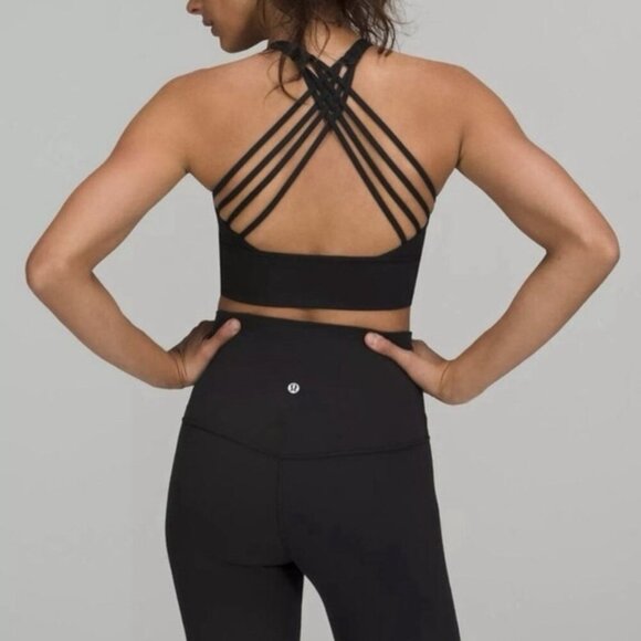 LULULEMON Free To Be High-Neck Longline Light Support Bra Black - Picture 1 of 5